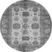 Round Oriental Gray Traditional Rug, abs3757gry