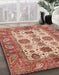 Abstract Brown Oriental Rug in Family Room, abs3757