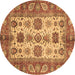 Round Oriental Brown Traditional Rug, abs3757brn