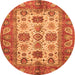 Round Oriental Orange Traditional Rug, abs3757org