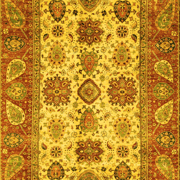 Machine Washable Oriental Yellow Traditional Rug, wshabs3757yw