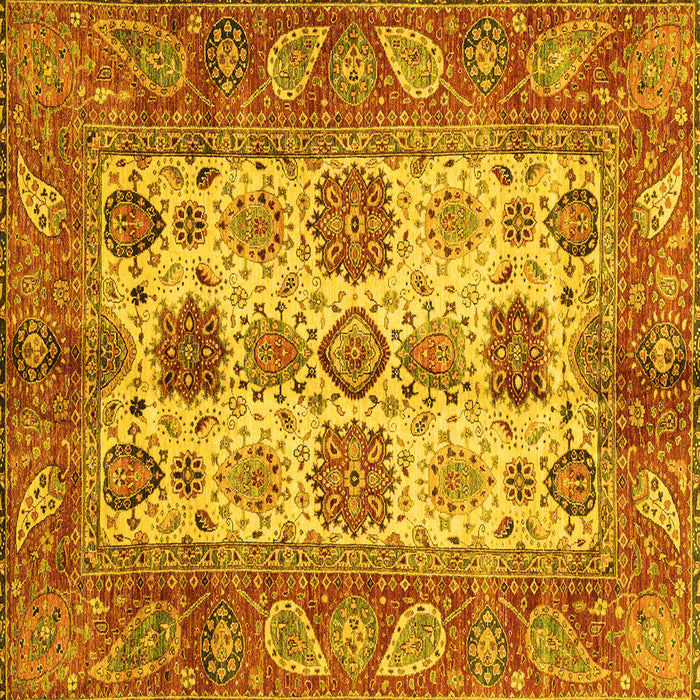 Square Oriental Yellow Traditional Rug, abs3757yw