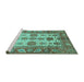 Sideview of Machine Washable Oriental Turquoise Traditional Area Rugs, wshabs3757turq