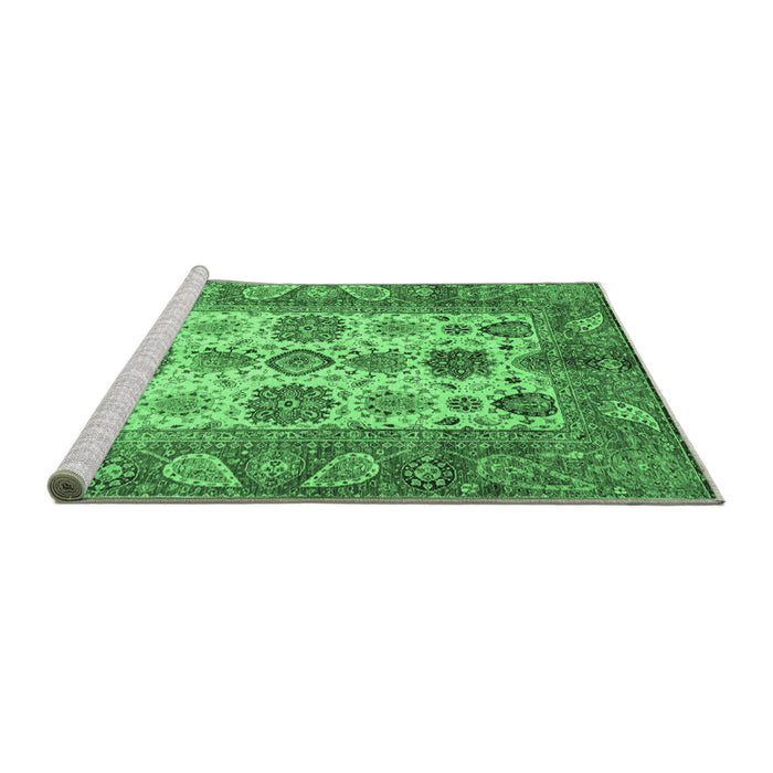 Sideview of Machine Washable Oriental Emerald Green Traditional Area Rugs, wshabs3757emgrn