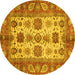 Round Oriental Yellow Traditional Rug, abs3757yw