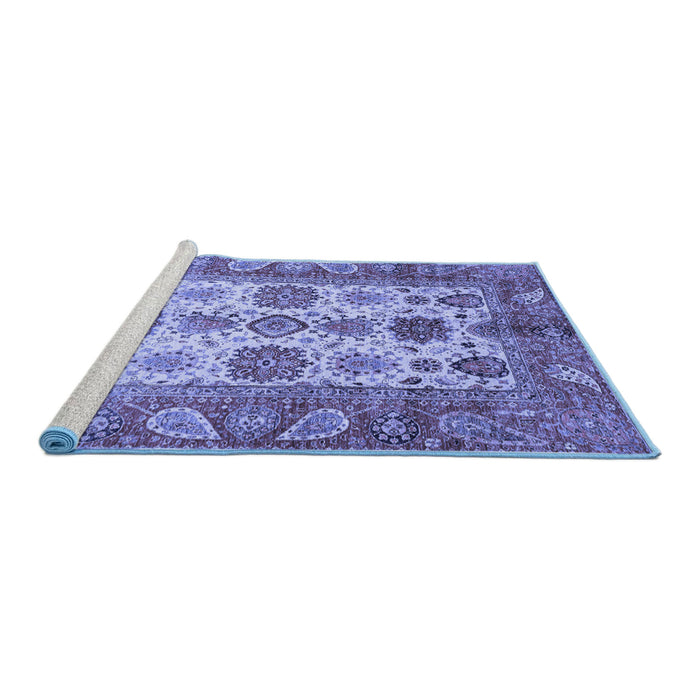 Sideview of Machine Washable Oriental Blue Traditional Rug, wshabs3757blu