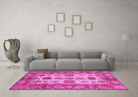 Machine Washable Oriental Pink Traditional Rug, wshabs3757pnk