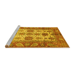Sideview of Machine Washable Oriental Yellow Traditional Rug, wshabs3757yw