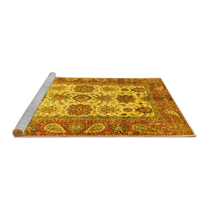 Sideview of Machine Washable Oriental Yellow Traditional Rug, wshabs3757yw
