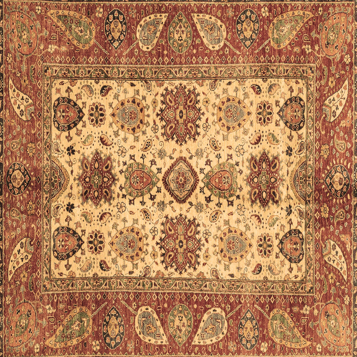 Square Oriental Brown Traditional Rug, abs3757brn