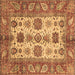 Square Oriental Brown Traditional Rug, abs3757brn