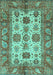 Machine Washable Oriental Turquoise Traditional Area Rugs, wshabs3757turq