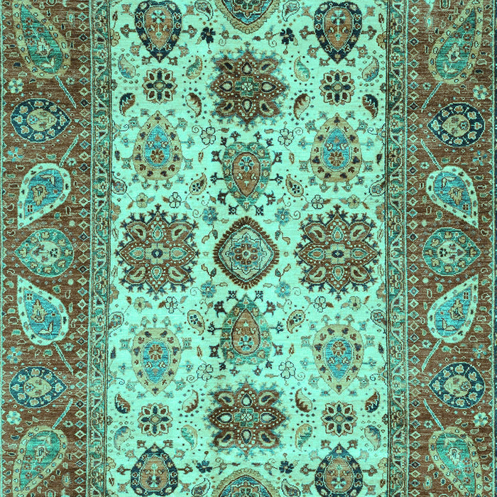 Machine Washable Oriental Turquoise Traditional Area Rugs, wshabs3757turq