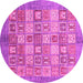 Round Machine Washable Abstract Pink Modern Rug, wshabs3758pnk