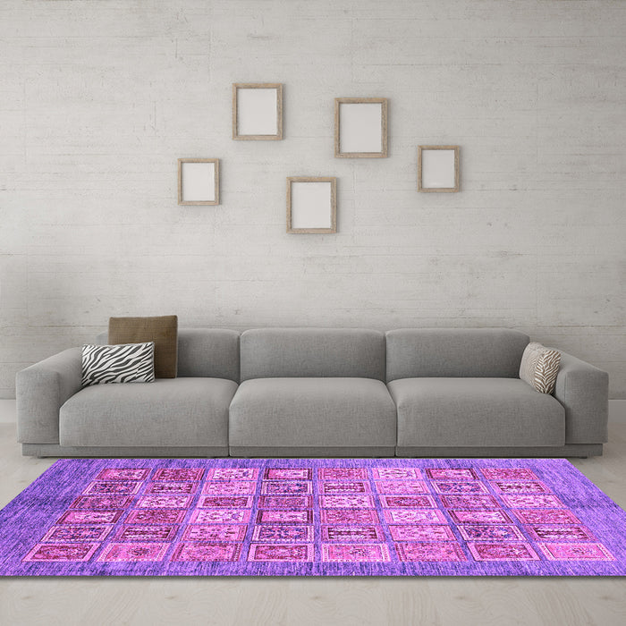 Machine Washable Abstract Purple Modern Area Rugs in a Living Room, wshabs3758pur