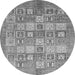 Round Abstract Gray Modern Rug, abs3758gry