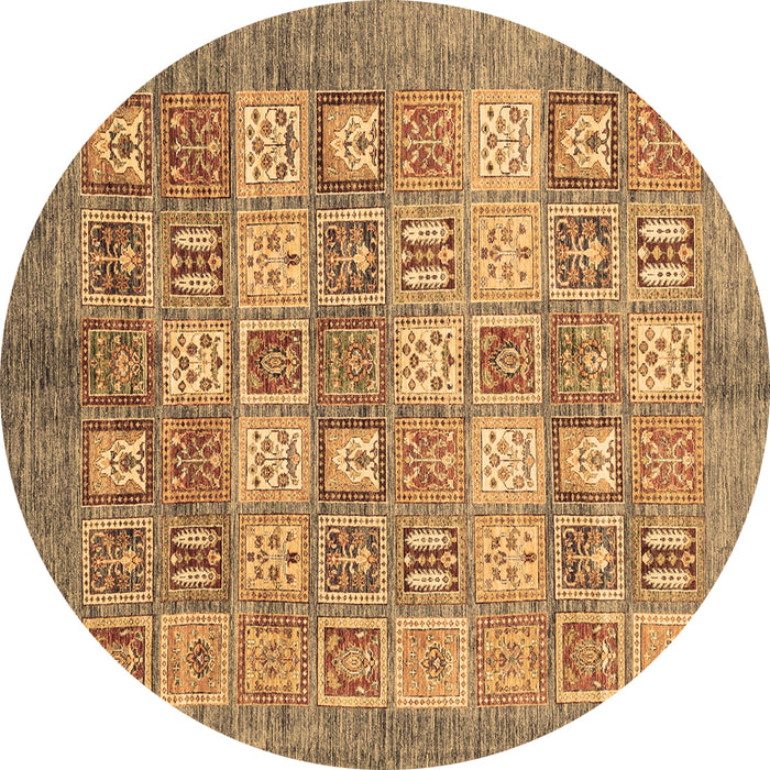 Round Abstract Brown Modern Rug, abs3758brn
