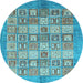 Round Abstract Light Blue Modern Rug, abs3758lblu