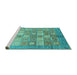 Sideview of Machine Washable Abstract Turquoise Modern Area Rugs, wshabs3758turq