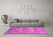 Machine Washable Abstract Pink Modern Rug in a Living Room, wshabs3758pnk