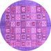 Round Machine Washable Abstract Purple Modern Area Rugs, wshabs3758pur