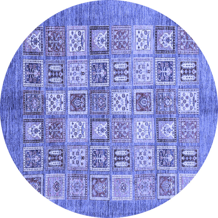 Round Abstract Blue Modern Rug, abs3758blu