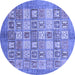 Round Abstract Blue Modern Rug, abs3758blu