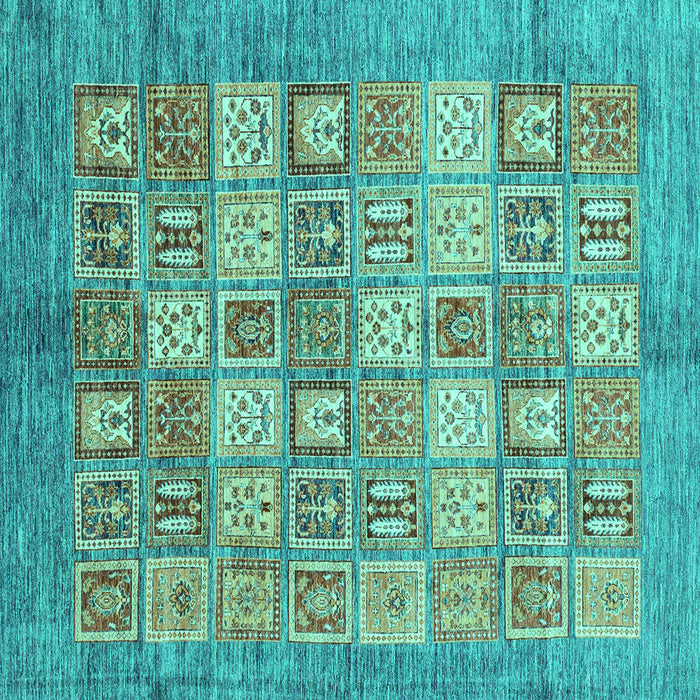 Square Abstract Turquoise Modern Rug, abs3758turq