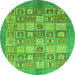 Round Abstract Green Modern Rug, abs3758grn