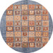 Round Abstract Rosy Purple Modern Rug, abs3758