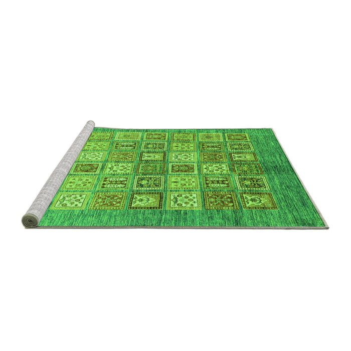 Sideview of Machine Washable Abstract Green Modern Area Rugs, wshabs3758grn