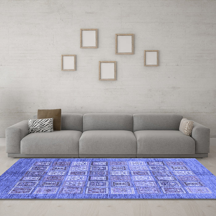 Machine Washable Abstract Blue Modern Rug in a Living Room, wshabs3758blu