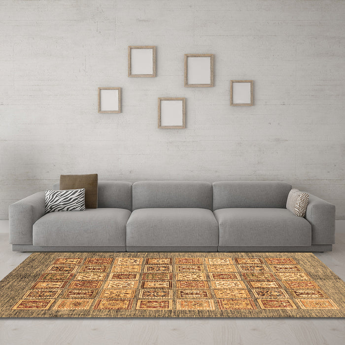 Machine Washable Abstract Brown Modern Rug in a Living Room,, wshabs3758brn