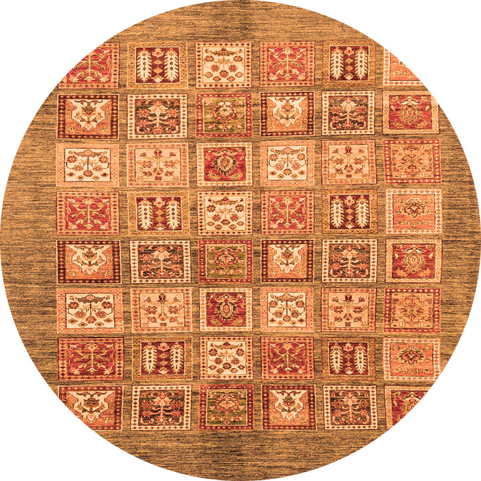 Round Abstract Orange Modern Rug, abs3758org
