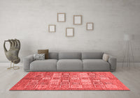 Machine Washable Abstract Red Modern Rug, wshabs3758red