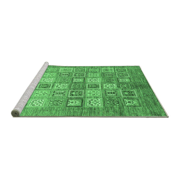 Sideview of Machine Washable Abstract Emerald Green Modern Area Rugs, wshabs3758emgrn