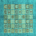 Square Machine Washable Abstract Turquoise Modern Area Rugs, wshabs3758turq