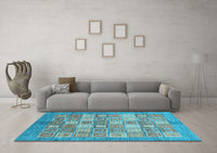 Machine Washable Abstract Light Blue Modern Rug, wshabs3758lblu