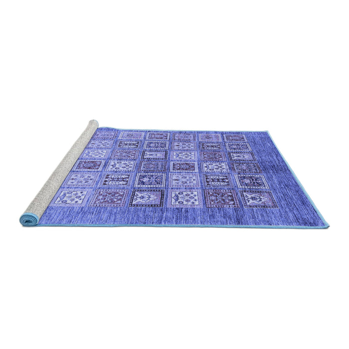 Sideview of Machine Washable Abstract Blue Modern Rug, wshabs3758blu
