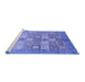 Sideview of Machine Washable Abstract Blue Modern Rug, wshabs3758blu