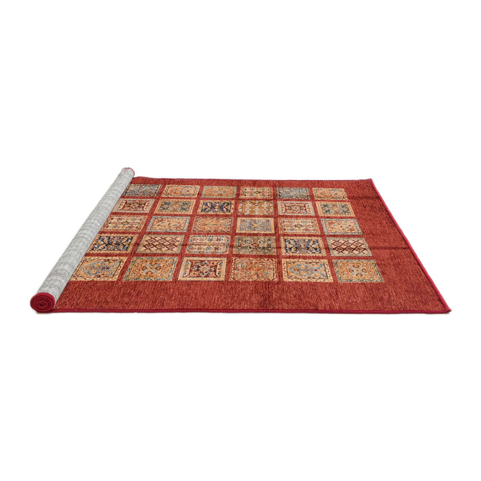Sideview of Machine Washable Abstract Neon Red Rug, wshabs3759
