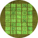 Round Machine Washable Abstract Green Modern Area Rugs, wshabs3759grn