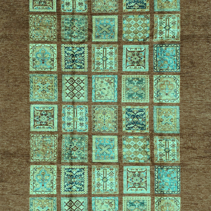 Machine Washable Abstract Turquoise Modern Area Rugs, wshabs3759turq