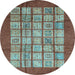 Round Abstract Light Blue Modern Rug, abs3759lblu