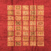 Square Machine Washable Abstract Orange Modern Area Rugs, wshabs3759org