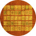 Round Abstract Yellow Modern Rug, abs3759yw