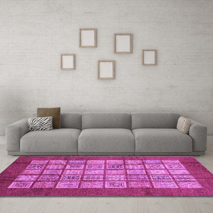 Machine Washable Abstract Purple Modern Area Rugs in a Living Room, wshabs3759pur