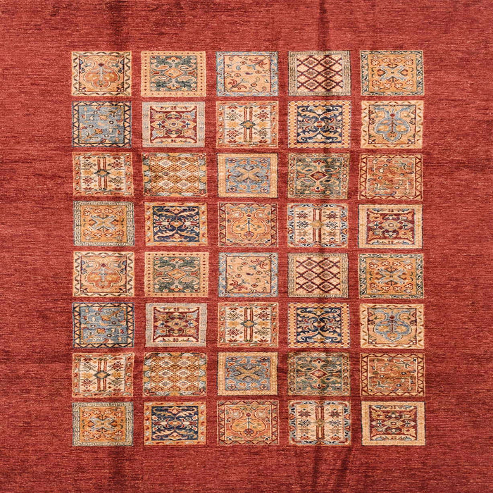 Square Machine Washable Abstract Neon Red Rug, wshabs3759