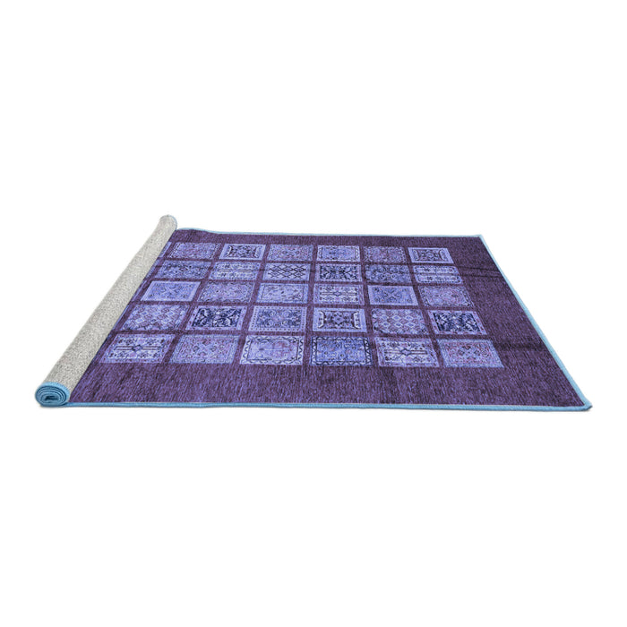 Sideview of Machine Washable Abstract Blue Modern Rug, wshabs3759blu