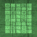 Square Machine Washable Abstract Emerald Green Modern Area Rugs, wshabs3759emgrn